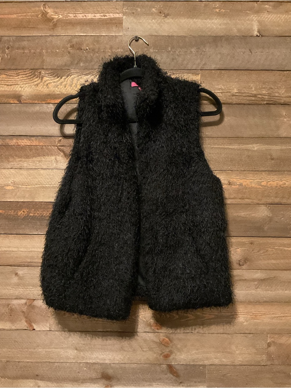 Betsey Johnson Black Faux Fur Vest Women’s Size Medium